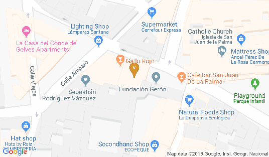 Mapa de Google de Bar Viriato Guevara & Lynch en el centro de Sevilla